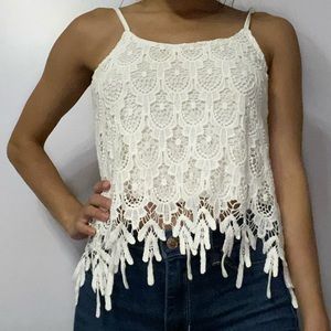 White Lace-Material Top